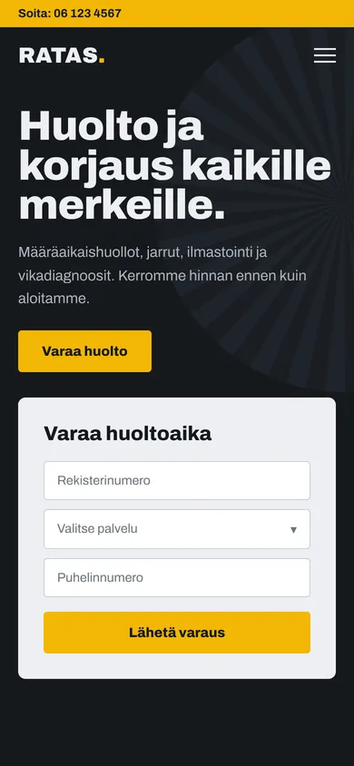 Korjaamo Ratas – sama sivu puhelimella